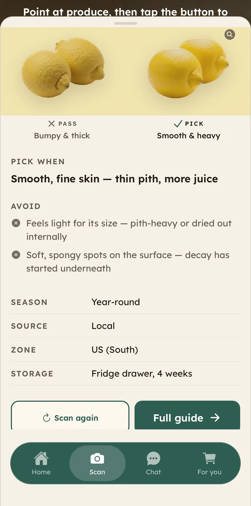 Scanning a lemon: pick-when cues and red flags to avoid